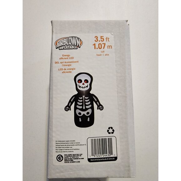 Gemmy Airblown Inflatable Skeleton 3.5 Ft Halloween Decoration LED Lights - Picture 4 of 8